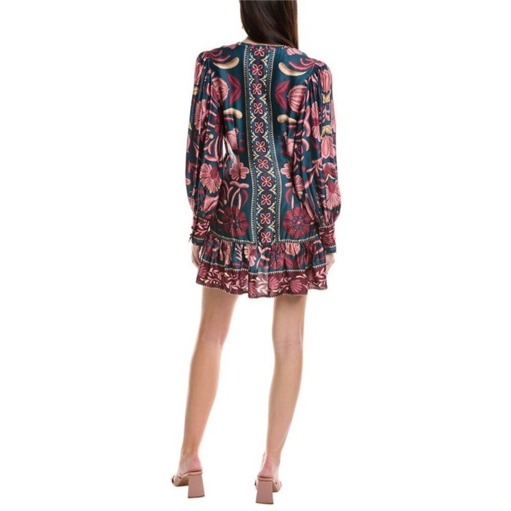 Farm Rio Teal Seashell Tapestry Lenzing™ Ecovero™ Viscose Mini Dress 🐚 - Picture 2 of 10